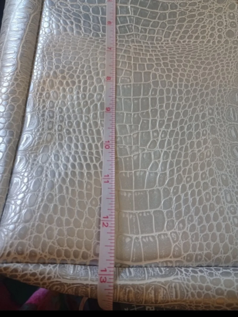 Handmade Silver Croc-Embossed Laptop Bag, Tote with Removable Bow Keychain Charm